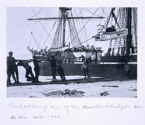Unloading One of the Motorised Sledges onto the Sea-Ice, from 